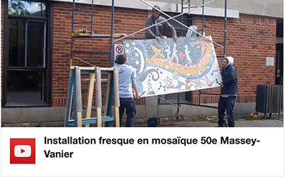 Installation fresque en mosaïque 50e Massey-Vanier